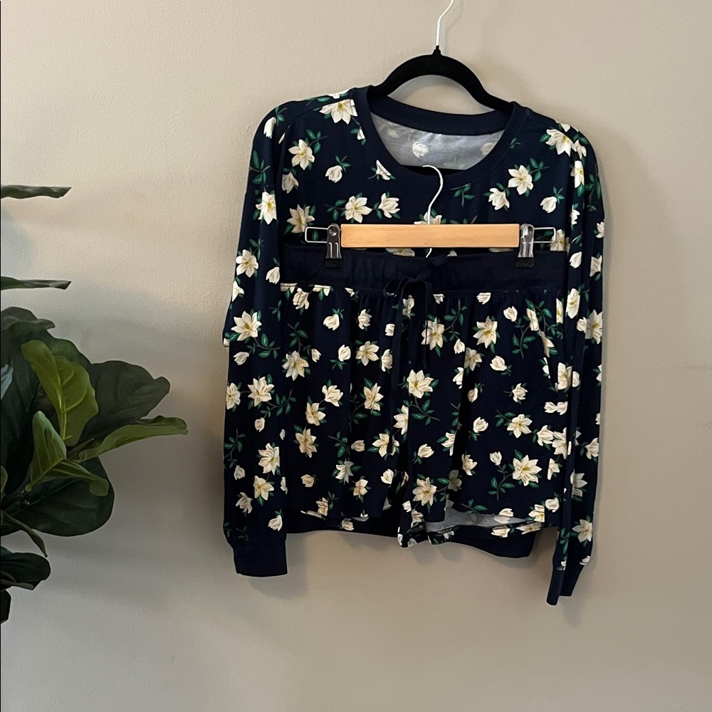 Draper James Navy Floral Pajama Set with Cream Blossoms